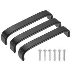 3 Pack Matte Black Cabinet Pulls 128mm/5.04″ Hole Center 133mm/5.24″ Length