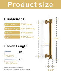 10 Pack 5 Inch (128Mm) Hole Center Champagne Bronze Cabinet Pulls – Solid Zinc A