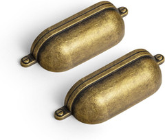 6 Pack 2-1/2 Inch （64Mm） Hole Center Cabinet Cup Pulls Antique Brass Zinc Alloy