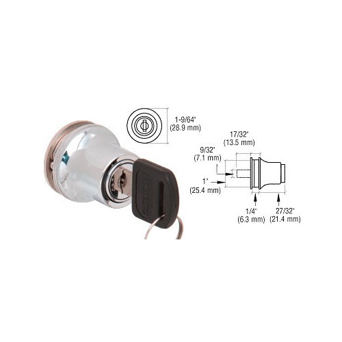 CRL Polished Chrome Lock for Cabinet Glass Door LK50