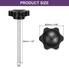8Pcs Clamping Screw Knob, M4 x 50mm Hex Shaped Star Knob, 25mm Dia