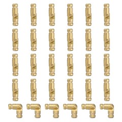 30Pcs Hidden Brass Barrel Hinges 0.6″x0.16″ for DIY Jewelry Cabinet Door, Gold