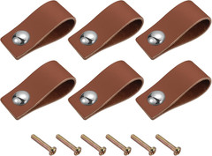 Leather Drawer Pulls, 2.52″ 6Pcs Surface Leather Furniture Handles, Door Handle