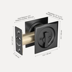 Hardware 17SFB42 Onward Square Pocket Door Privacy Pull Black Lock Hardware