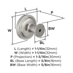 Enlivity 1-1/4 Inch 32mm Diameter Satin Nickel Cabinet Knob Round Hardware