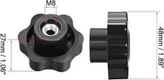 Clamping Handle Screw Knobs Handle M8 Threaded through Hole Star-Shape.5Pcs