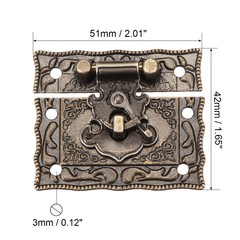 Wood Case Chest Box Rectangle Clasp Closure Hasp Latches Bronze Tone 51 x 42mm