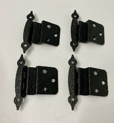 Colonial Black Hammered Metal Cabinet Door Hinges Lot Of 4 No Screws