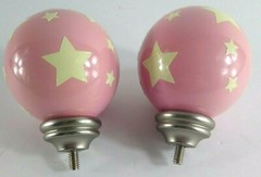 Pink Round Ceramic Drawer Pulls Knobs Glow In The Dark Stars Set Of 2 Kids Room