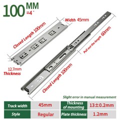 4-38″ Pair Heavy Duty Fully Extension Ball Bearing Drawer Runners Slide Runner