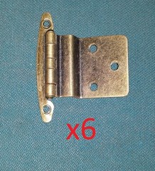 6 pc/3 Pair Antique Brass Finish Semi-Concealed Hinge 3/8 Cabinet Door Lot DIY