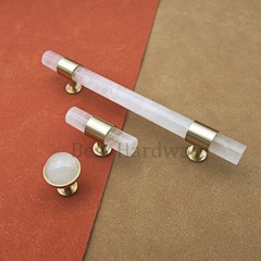 Natural crystal stone Drawer Pulls Brass Cabinet Handle Pulls home Hardware