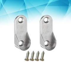 6Pcs Reusable Clothes Rod Brackets Oval Closet Rod End Support Silver Finish