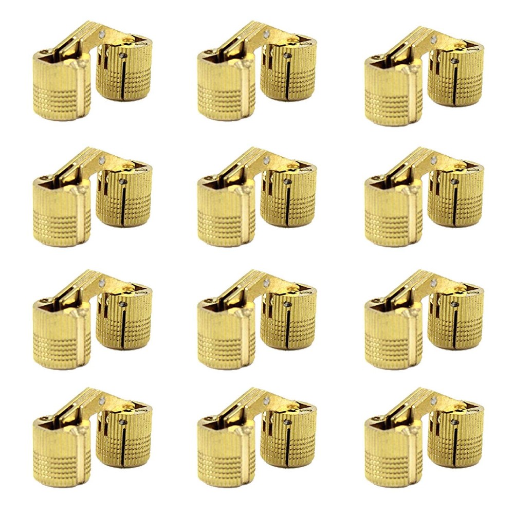 MIAO JIN 12 Pcs 10mm Brass Barrel Hinges Hidden Invisible Cabinet
