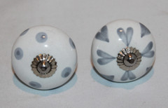 16 white & blue/gray 1.5″ ceramic drawer cabinet knobs pulls various designs lot