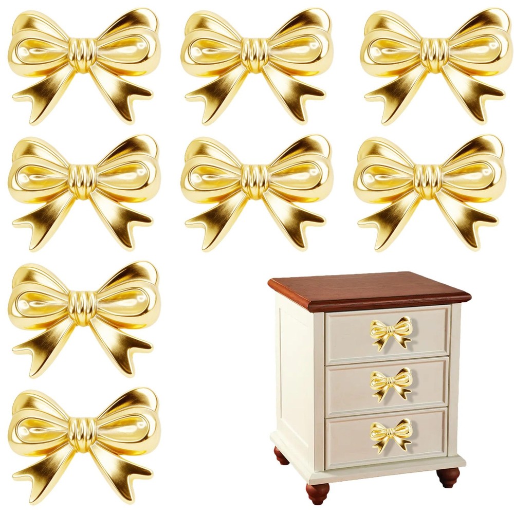 8 Pack Vintage Bow-Shaped Dresser Knobs, Decorative Drawer Handles for Desk,T…