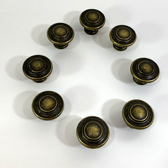 8 x Cabinet Hardware Weathered Brass Look Round Cabinet Knob Mushroom Shape