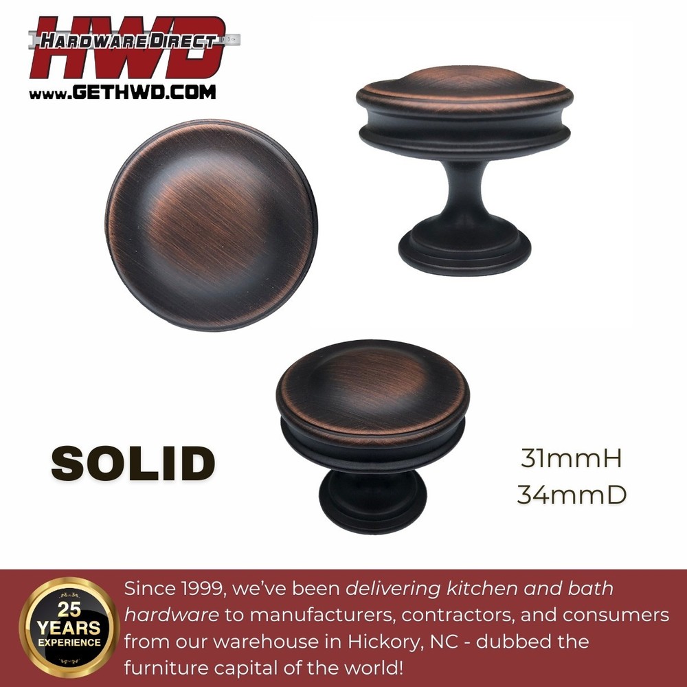 Cabinet Knob Oil Rubbed Bronze Round Transitional Decorative Kitchen Drawer Pull