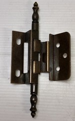 Lot of 2 Brass Steeple Tip Cabinet Hinges 3/8”Offset Antique Victorian Era Style
