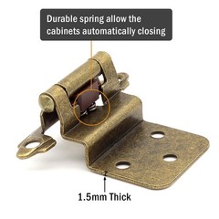 Donanim 3/8 Inset Antique Brass Cabinet Door Hinges 20 Pack 10 Pairs Self