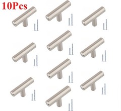10Pcs Cabinet Knob Satin Nickel Brushed Nickel T Bar Kitchen Cabinet Handles