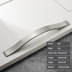 Modern Stainless Steel Kitchen Cabinet Handles Drawer Pulls Brushed Nickel Pulls