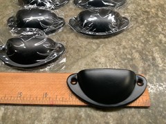 Set of 12 Cabinet Bin Cup Pulls Black Half Moon Drawer Pulls 3”