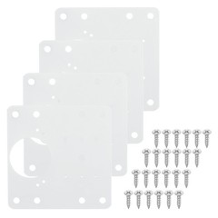 6 Pcs 90x90mm / 3.54″x3.54″ Stainless Steel Cabinet Hinges Repair Plate, White