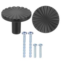 2Pcs Kitchen Cabinet Knobs Zinc Alloy Drawer Handles Round Knob Black