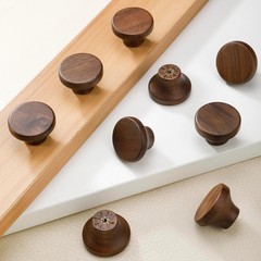 10Pk 1.53″ Walnut Wood Drawer Handles Cabinet Knobs