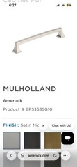 Amerock Mulholland BP53535G10 Cabinet Pull Satin Nickel 8” 203mm