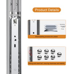 Push to Open Drawer Slides 12/14/16/18/20/22″ Full Extension side or rear mount