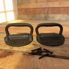 Set of 2 Lg Cast Iron Truck Pulls w/Screws…Ship Free