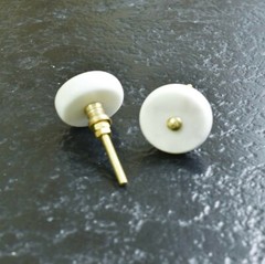 White Marble Brass Round Cabinet Knob, White Knobs, Stone Knobs, Gold Knobs