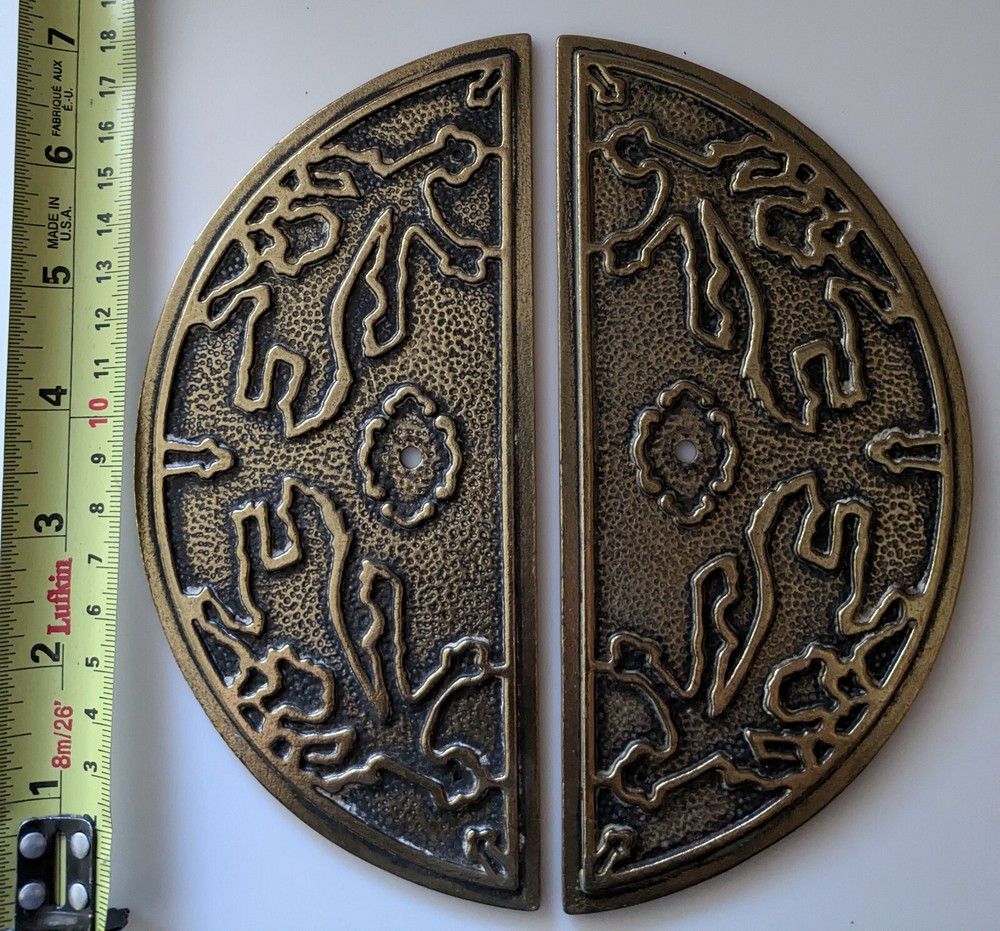 KBC N878 Asian Style Brass Escutcheons for Antique Cabinet Original hardware rnd