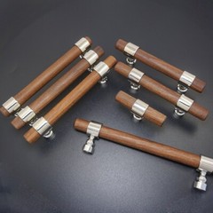 Walnut Wood Kitchen Cabinet Door Handle Knobs Drawer Pull Closet Wardrobe Handle