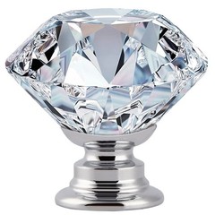 30MM Crystal Clear Cabinet Knobs – 12 Pcs Silver Diamond Drawer Handles