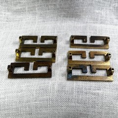 Vintage Greek Key Brass Drawer Pulls Set of 6 Hollywood Regency Fretwork Handles