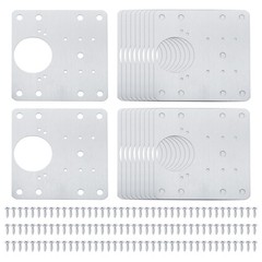 20Pcs Cabinet Hinge Repair Plate, 90 x 90mm Hinges Repair Brackets, Silver
