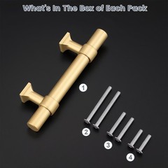 Cabinet Pulls 3inch(76mm) Gold Champagne T Shaped 5inch Total Length – Elegant