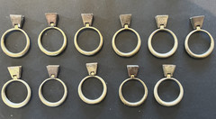 11Pcs 2.0″ x 1-7/8″ vintage SOLID Brass Pulls for Dresser Drawer Ring