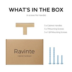 Ravinte Cabinet Handles Solid Slim Champagne Bronze 5 Pack Single Hole Square…