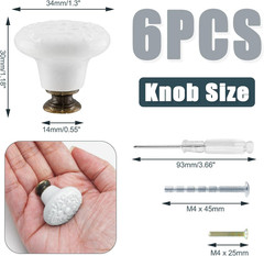 6 Pcs White Ceramic Kitchen Cabinet Knobs | Retro Ceramic, Vintage