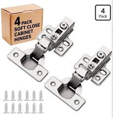 4PCS Frameless Soft Close Cabinet Hinges 105° European Concealed Clip-On