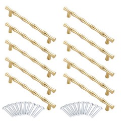 10pcs Cabinet Handles Hole Centers 3-3/4″, Bamboo Shape Kitchen Cupboard Dres