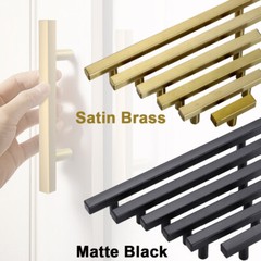 Stainless Steel Kitchen Square Cabinet Handles Black Nickel Gold Drawer Pulls