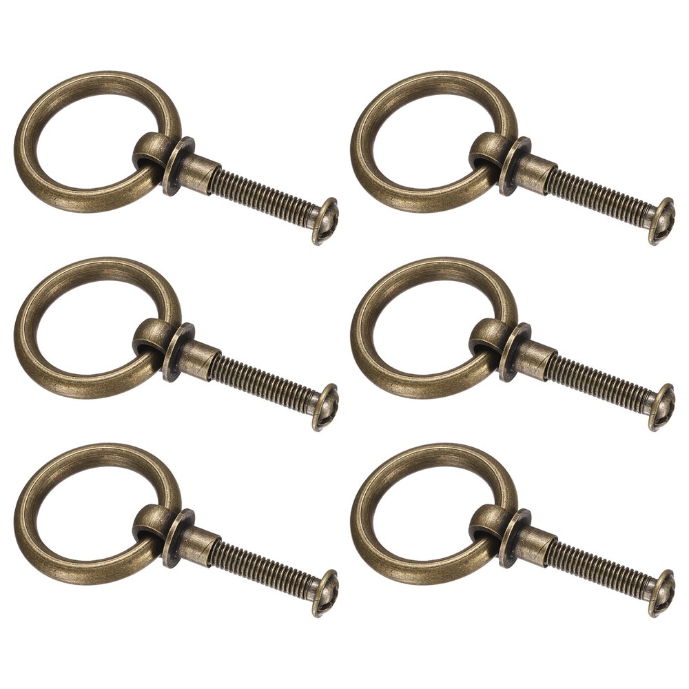 6Pcs 0.98 Inch Brass Drawer Pulls and Knobs Cupboard with Screws Bronze