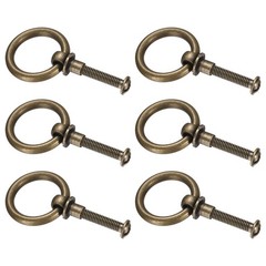 6Pcs 0.98 Inch Brass Drawer Pulls and Knobs Cupboard with Screws Bronze