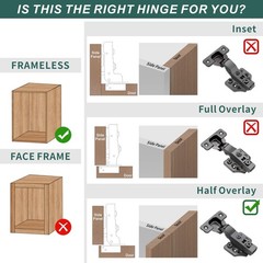 4 PCS Half Overlay Soft Close Cabinet Hinges 105 Deg Frameless 3Way Adj