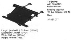 HEAVY DUTY LOW PROFILE TV/COMPUTER SWIVEL, 110 POUND CAPACITY, 12mm HEIGHT
